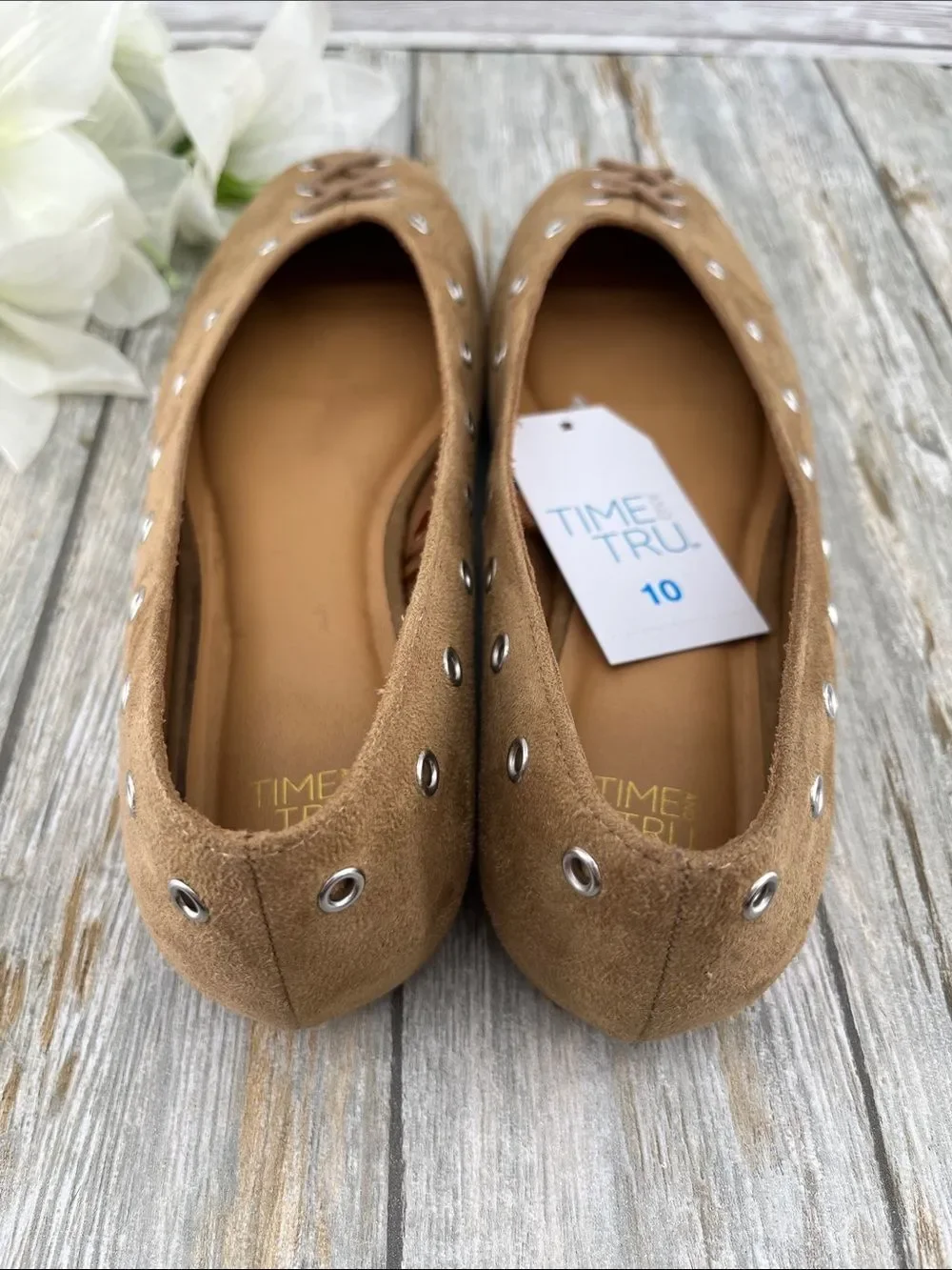 Women's Faux Suede Corset Ballet Flats Shoes Size 10